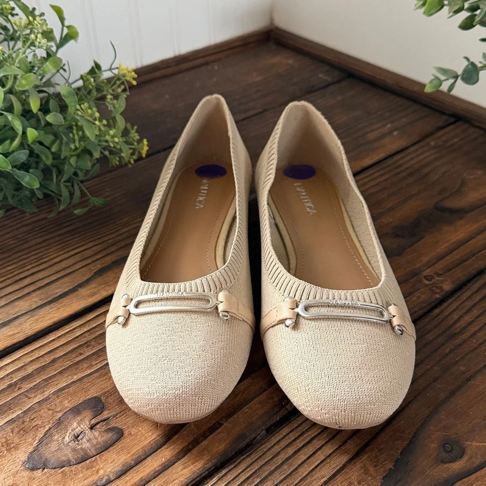 NWT Nautica Tan Women's Ballet Flats with Buckle Detail